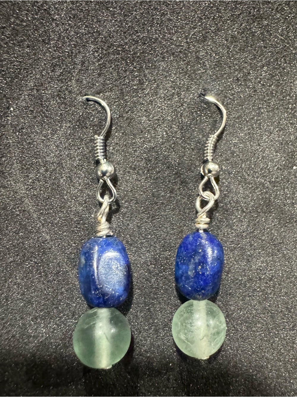Handcrafted lapis and fluorite Stone Drop Earrings